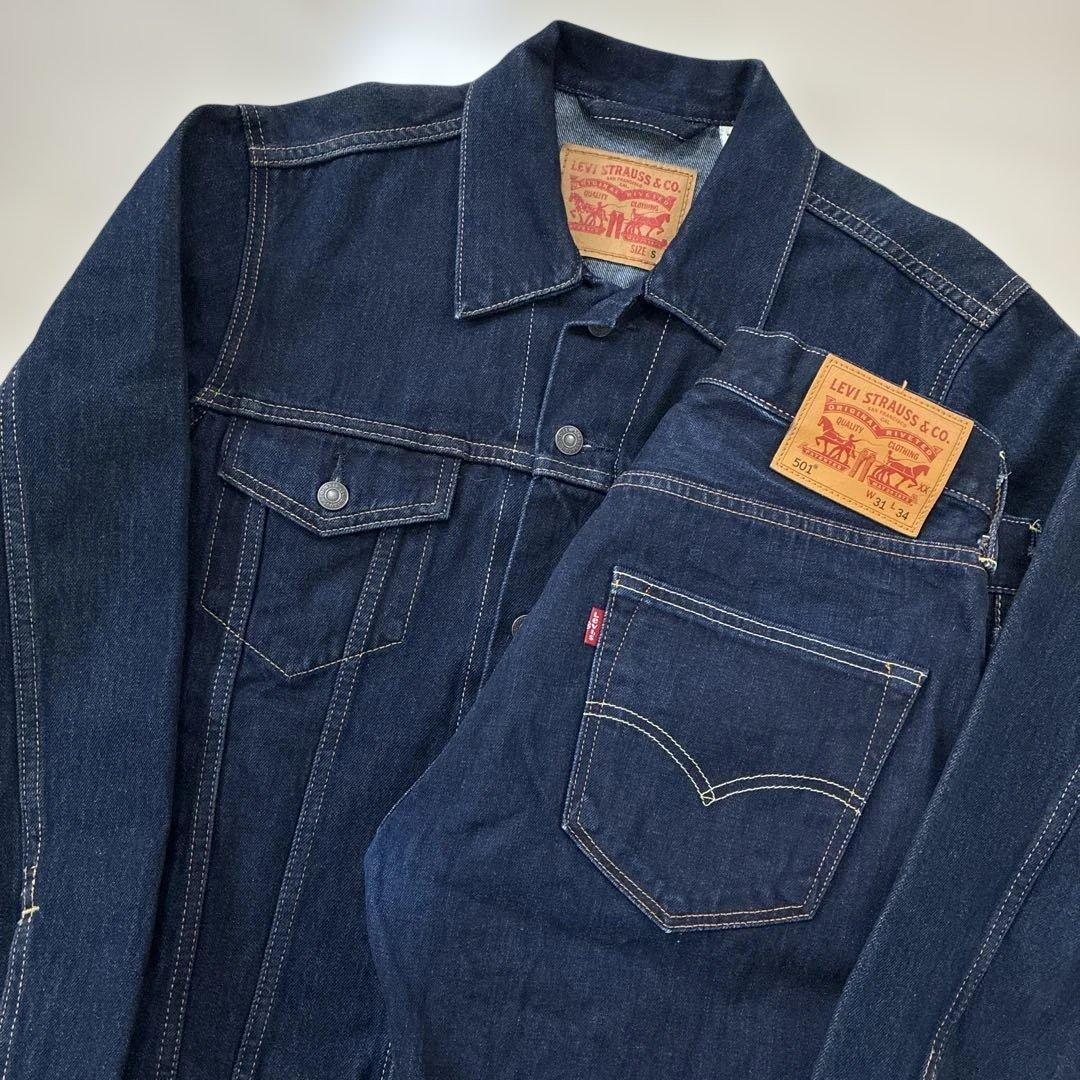 リーバイス　濃紺デニムセットアップ トラッカージャケット 501 W31 赤耳