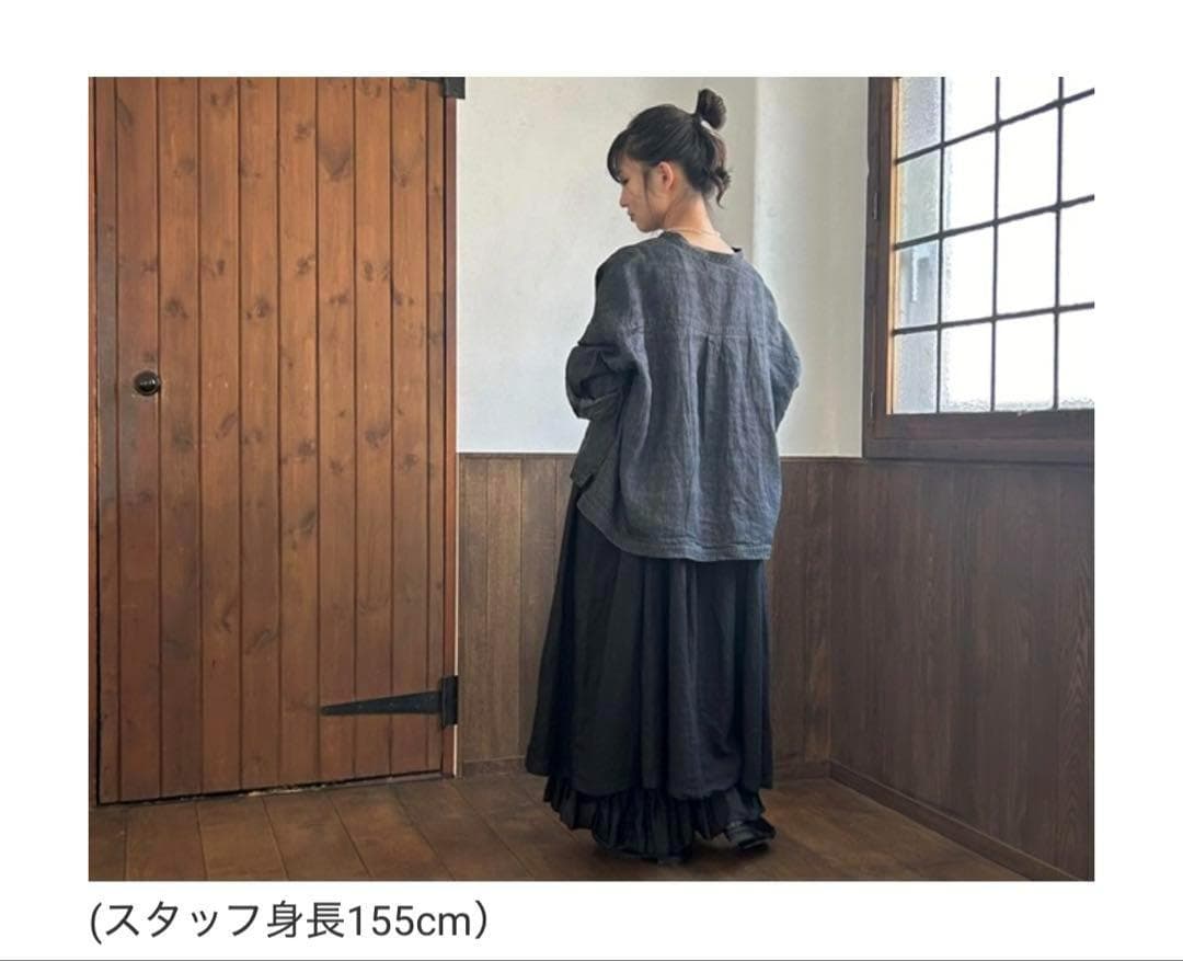 ✨未使用級✨2024ネストローブ リネンブラックデニムシャツ ロゴボタンＦ