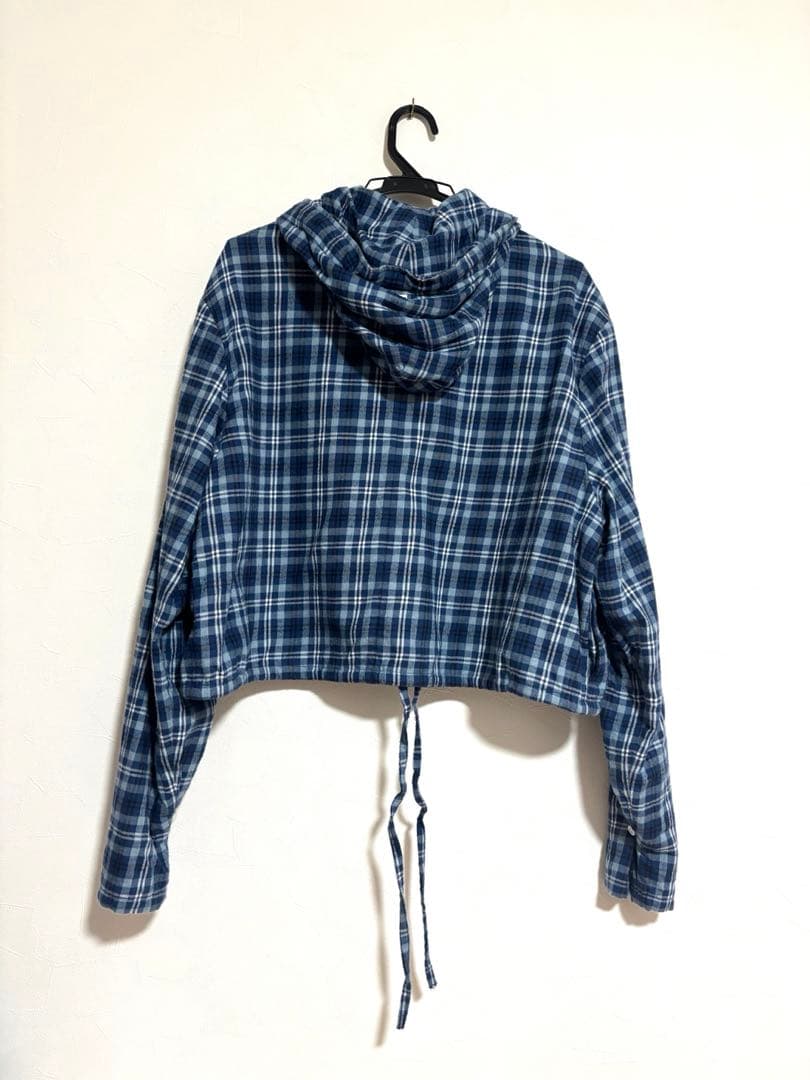 acne studios HOODED SHIRT ブルー アクネ チェック
