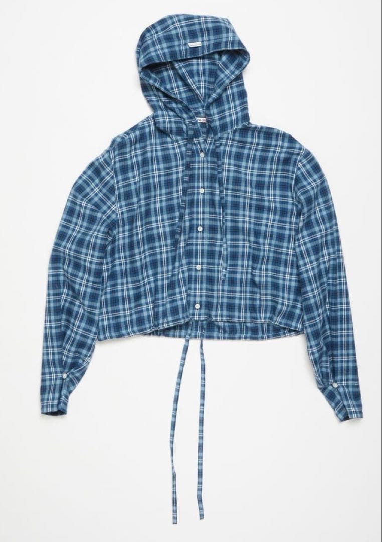 acne studios HOODED SHIRT ブルー アクネ チェック
