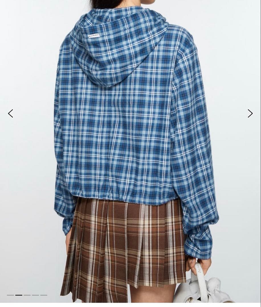 acne studios HOODED SHIRT ブルー アクネ チェック