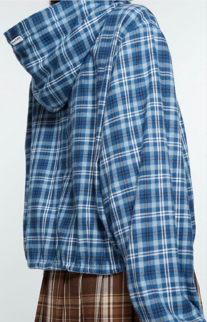 acne studios HOODED SHIRT ブルー アクネ チェック