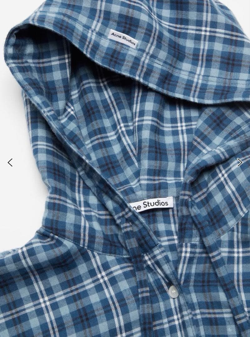 acne studios HOODED SHIRT ブルー アクネ チェック