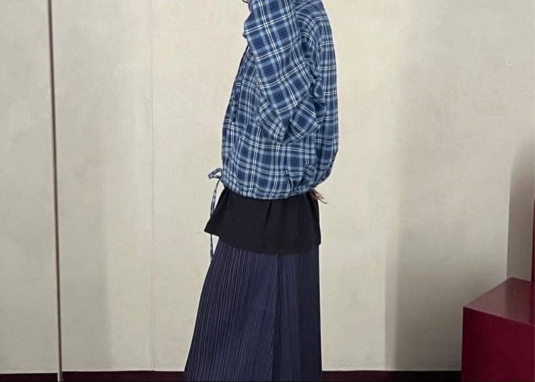 acne studios HOODED SHIRT ブルー アクネ チェック