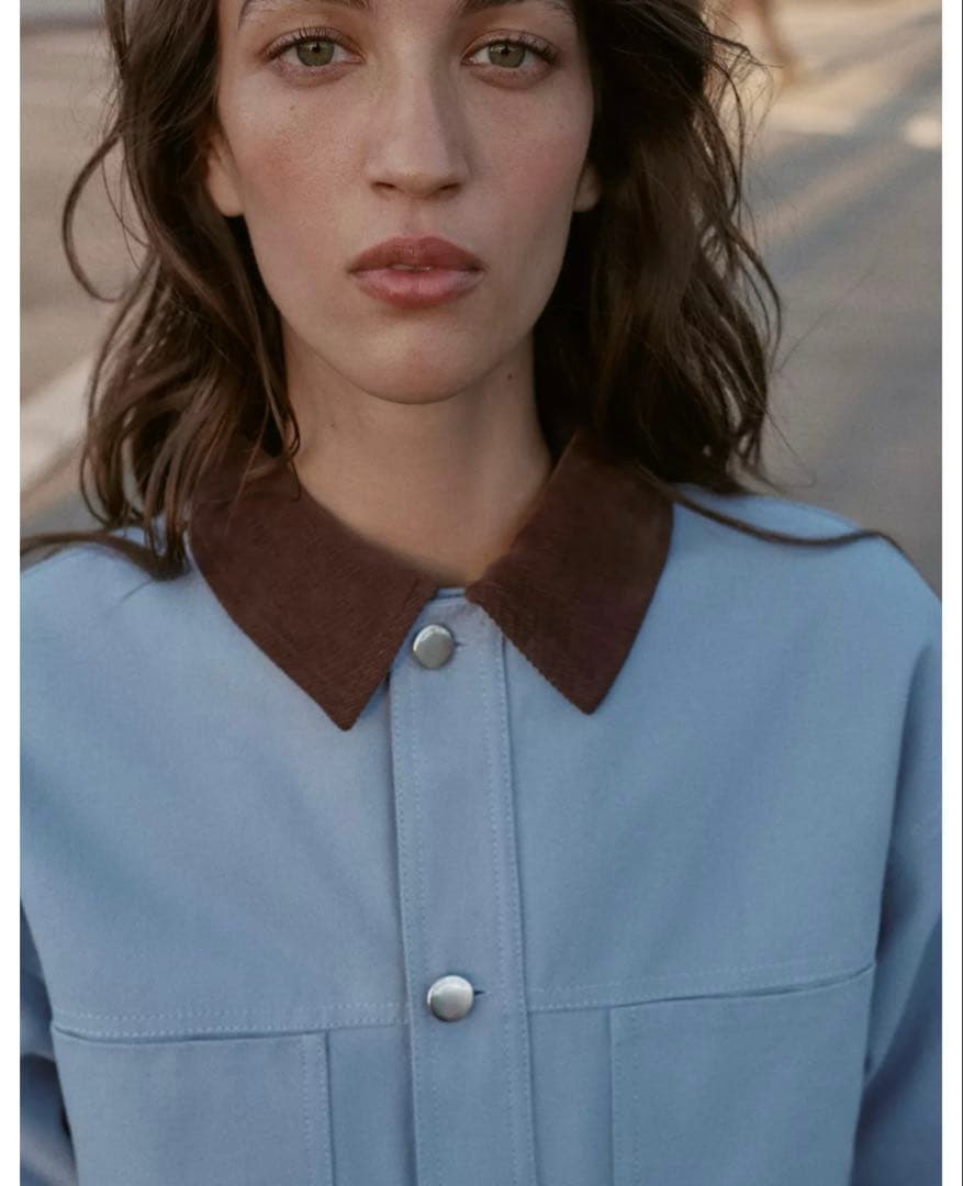 タグ付き新品★ZARAのコントラストカラーパフジャケット★Sサイズ★空色