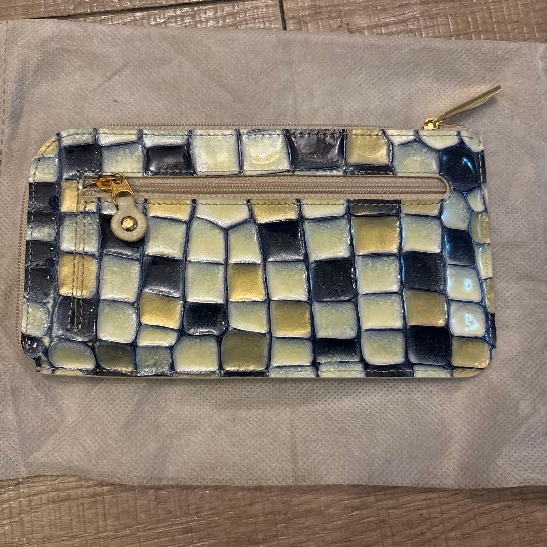 ATAO クロコダイル風長財布 青と黄色