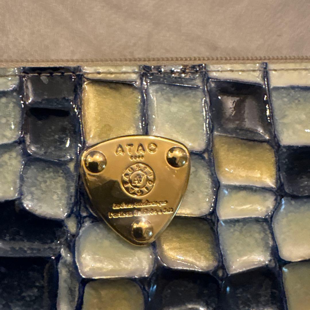 ATAO クロコダイル風長財布 青と黄色