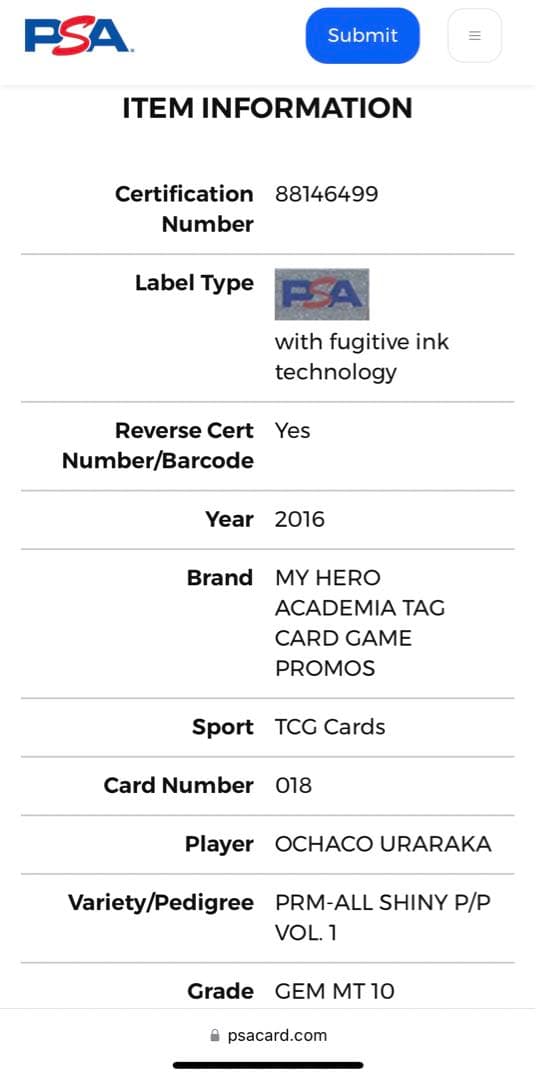 世界3枚 PSA10 ヒロアカ 麗日お茶子 ジャンプ トレカ 2016 プロモ