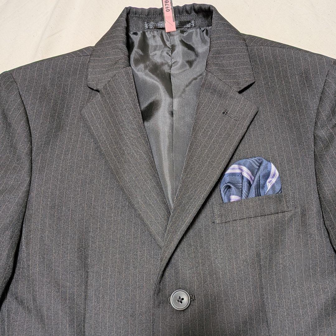 極美品★オリバーハウス フォーマルスーツ 卒服 150 黒 ストライプ 男の子