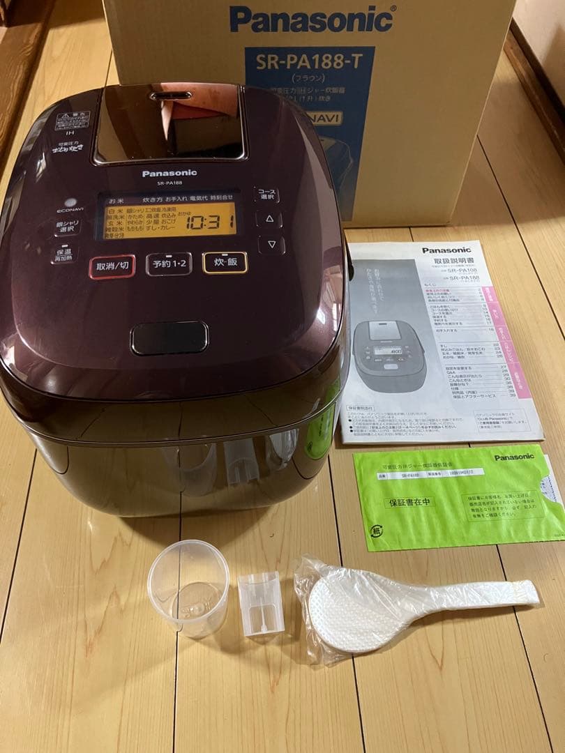 極美品　Panasonic 可変圧力IHジャー炊飯器 SR-PA188-T