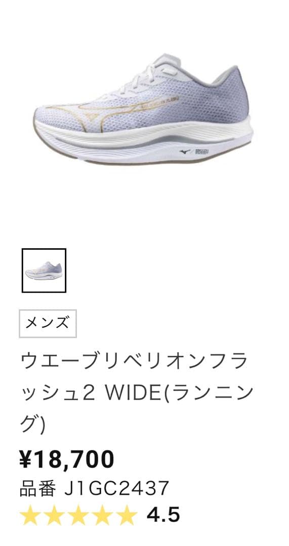 新品 ミズノ ウェーブリベリオンフラッシュ2 Wide 26.5