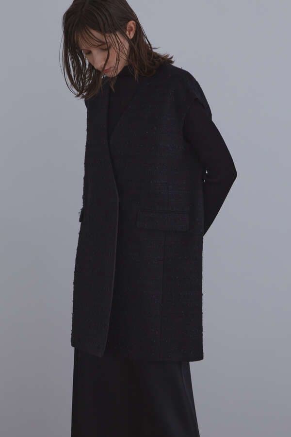 LE PHIL ミックスツィードノースリーブジャケット