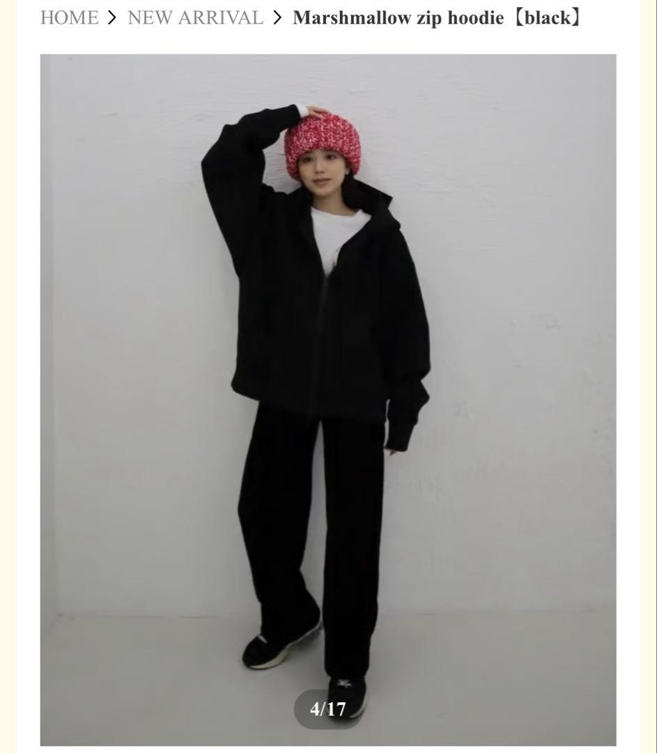 Marshmallow zip hoodie【黒】