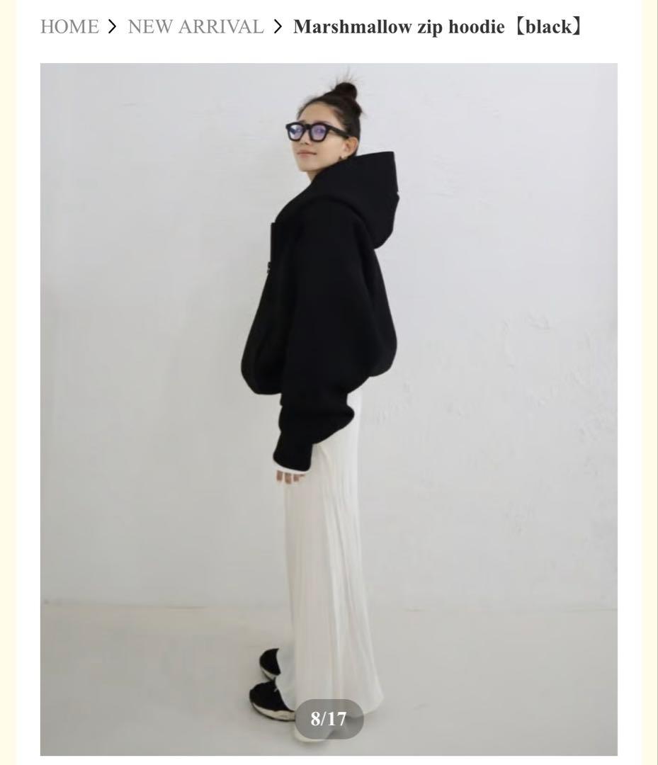 Marshmallow zip hoodie【黒】