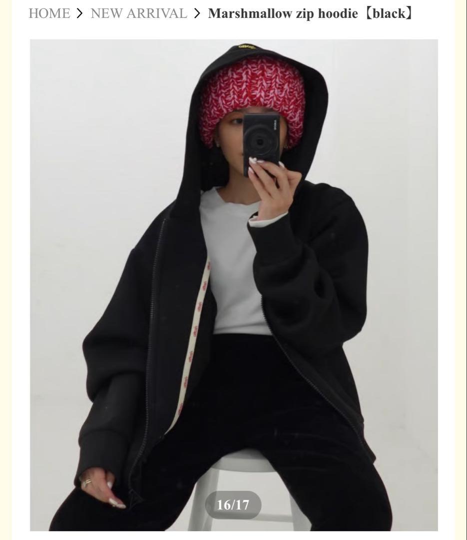 Marshmallow zip hoodie【黒】