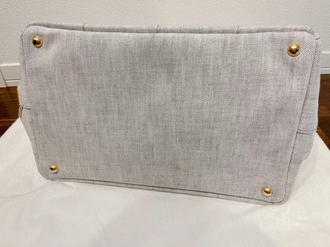 PRADA デニムトートバッグ M カナパ ビアンコ