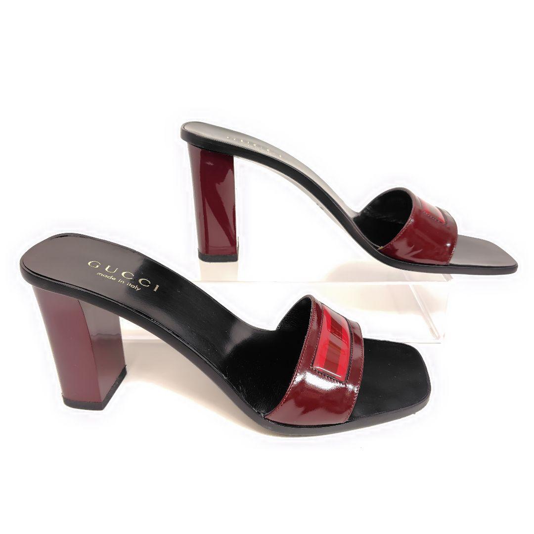 ★美品★GUCCI グッチ ヒールサンダル 25cm ミュール 8B チャンキー