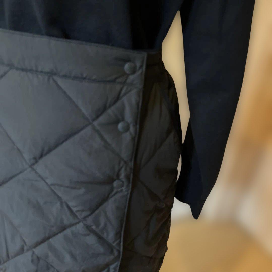 【美品】NANGA ナンガ／ダウンキルティングスカート 黒 ポケット付《防寒具》