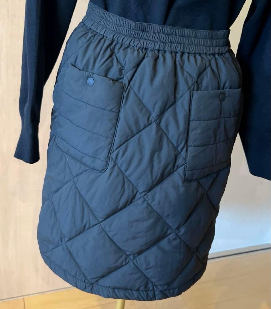 【美品】NANGA ナンガ／ダウンキルティングスカート 黒 ポケット付《防寒具》