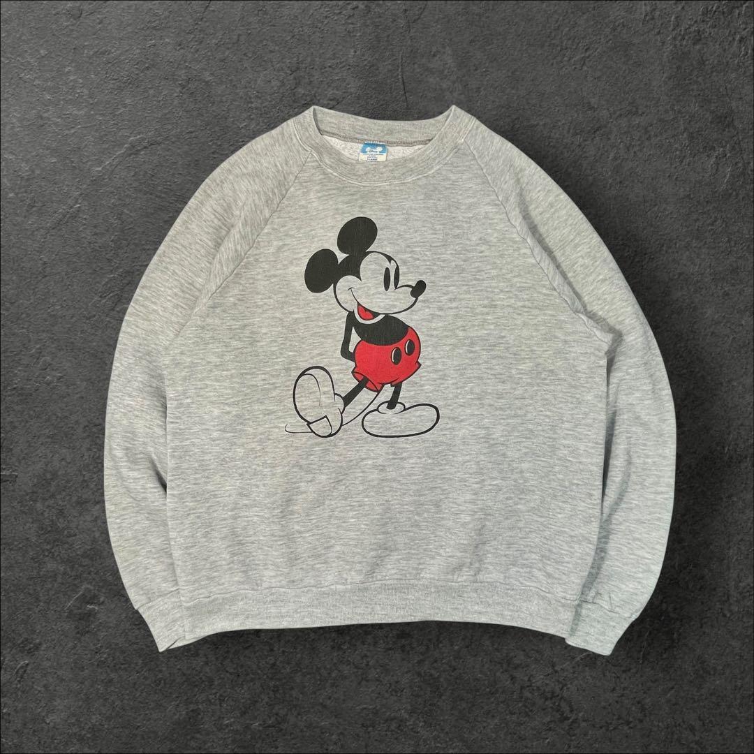 80s Disney ミッキー スウェット USA製 XL相当 短丈ヴィンテージ