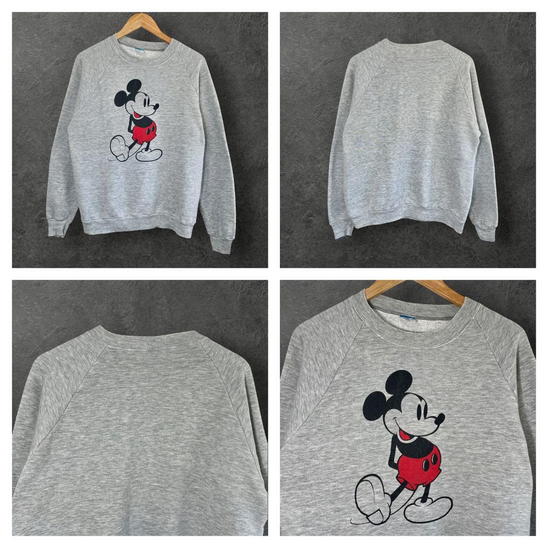 80s Disney ミッキー スウェット USA製 XL相当 短丈ヴィンテージ