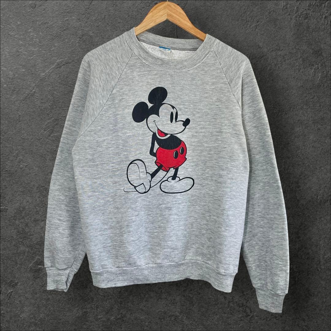 80s Disney ミッキー スウェット USA製 XL相当 短丈ヴィンテージ