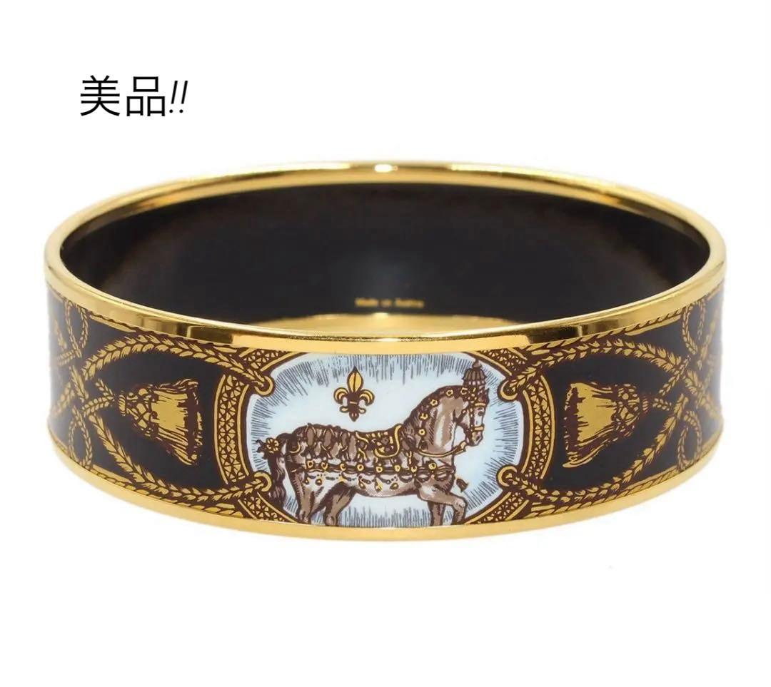Q2205 美品 エルメス エマイユGM 七宝焼き バングル ブレスレット