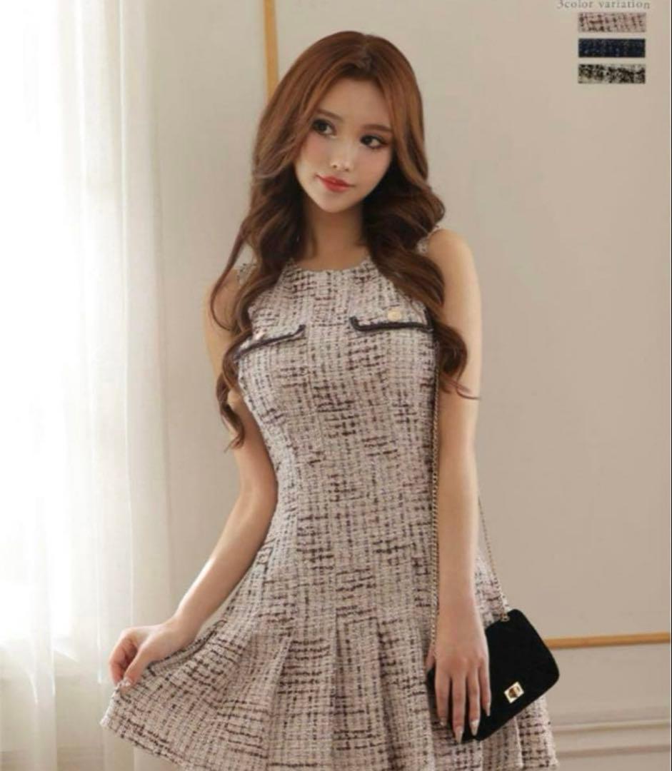 【DEA. by ROBE de FLEURS】ラメツイード×プリーツミニドレス