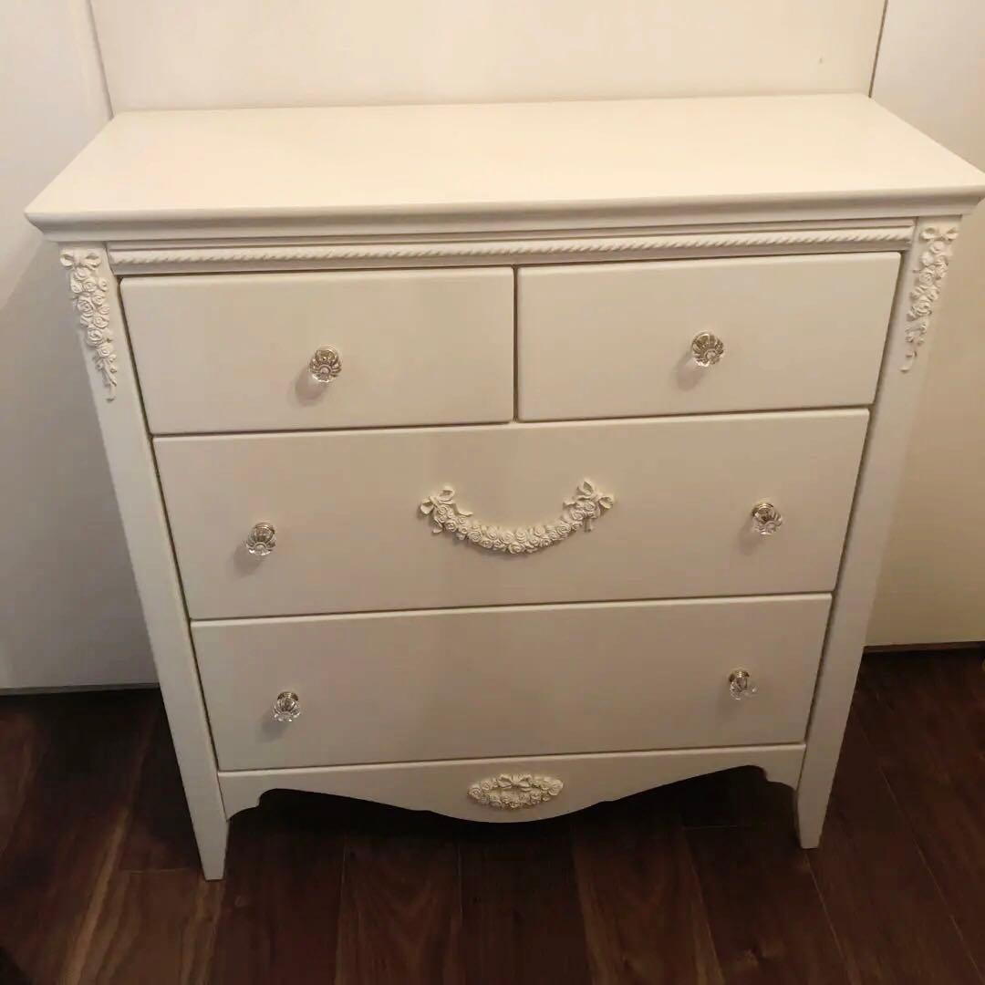 Celesta 80 Low chest ホワイト 5段チェスト