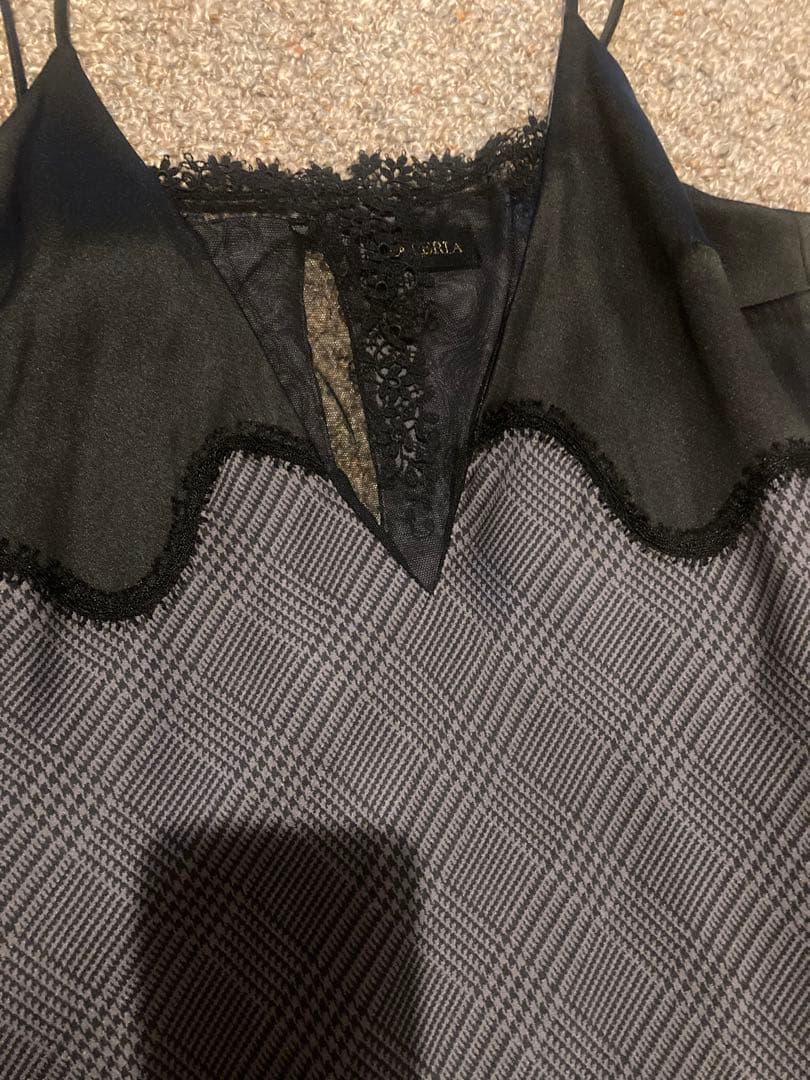 希少！LA PERLAラペルラ　シルクチェック柄キャミソール