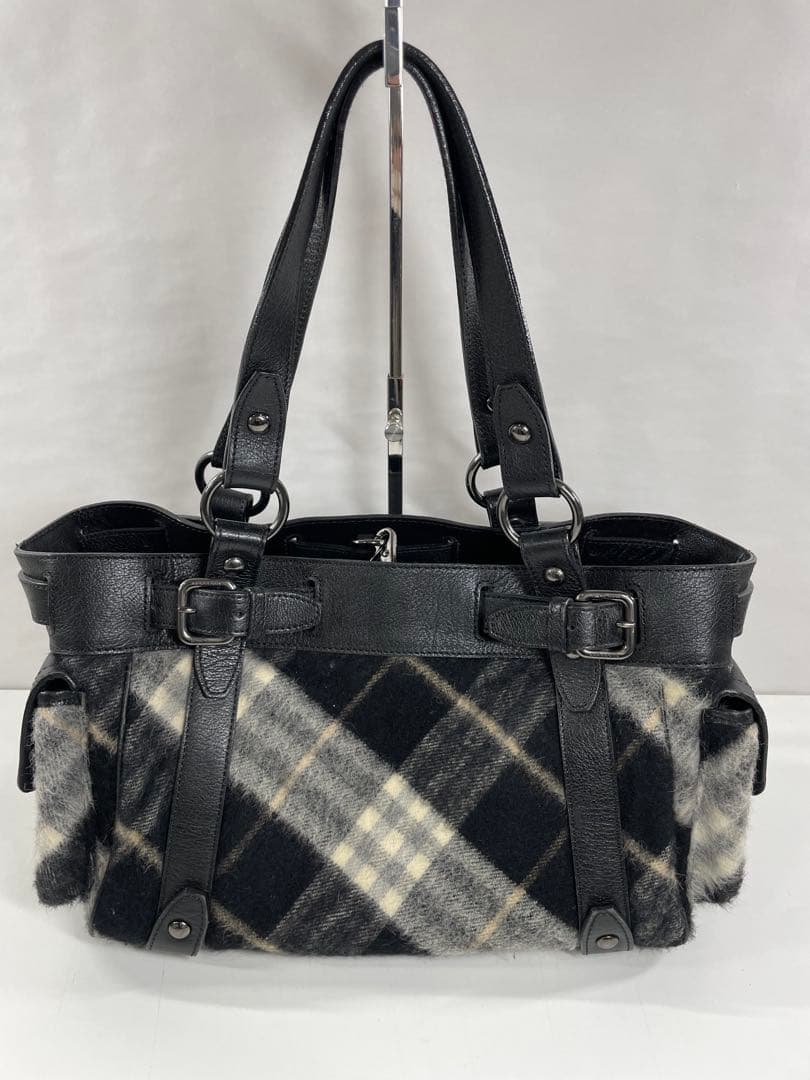 BURBERRY ブラック チェック柄 ハンドバッグ