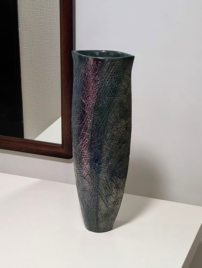 清水焼 泥花作 花器 池坊好み 陶器 フラワーベース 美品