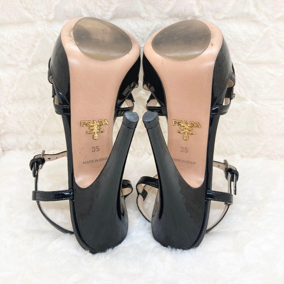 【美品♡】プラダ　22 パンプス　エナメル　ブラック　ビジュー　箱　保存袋付き