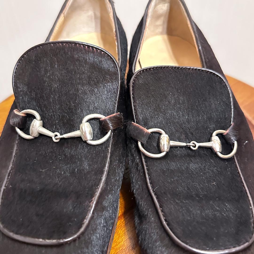 【GUCCI】ハラコ ローファー ブラウン サイズ6 / sh151