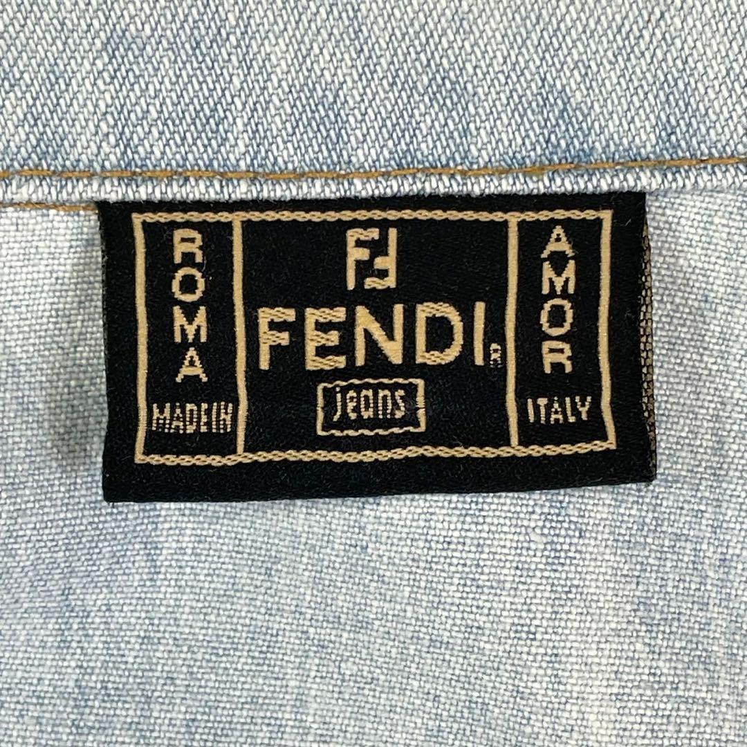 美品　フェンディ　デニムジャケット　金ボタン　レディース　インディゴブルー　40