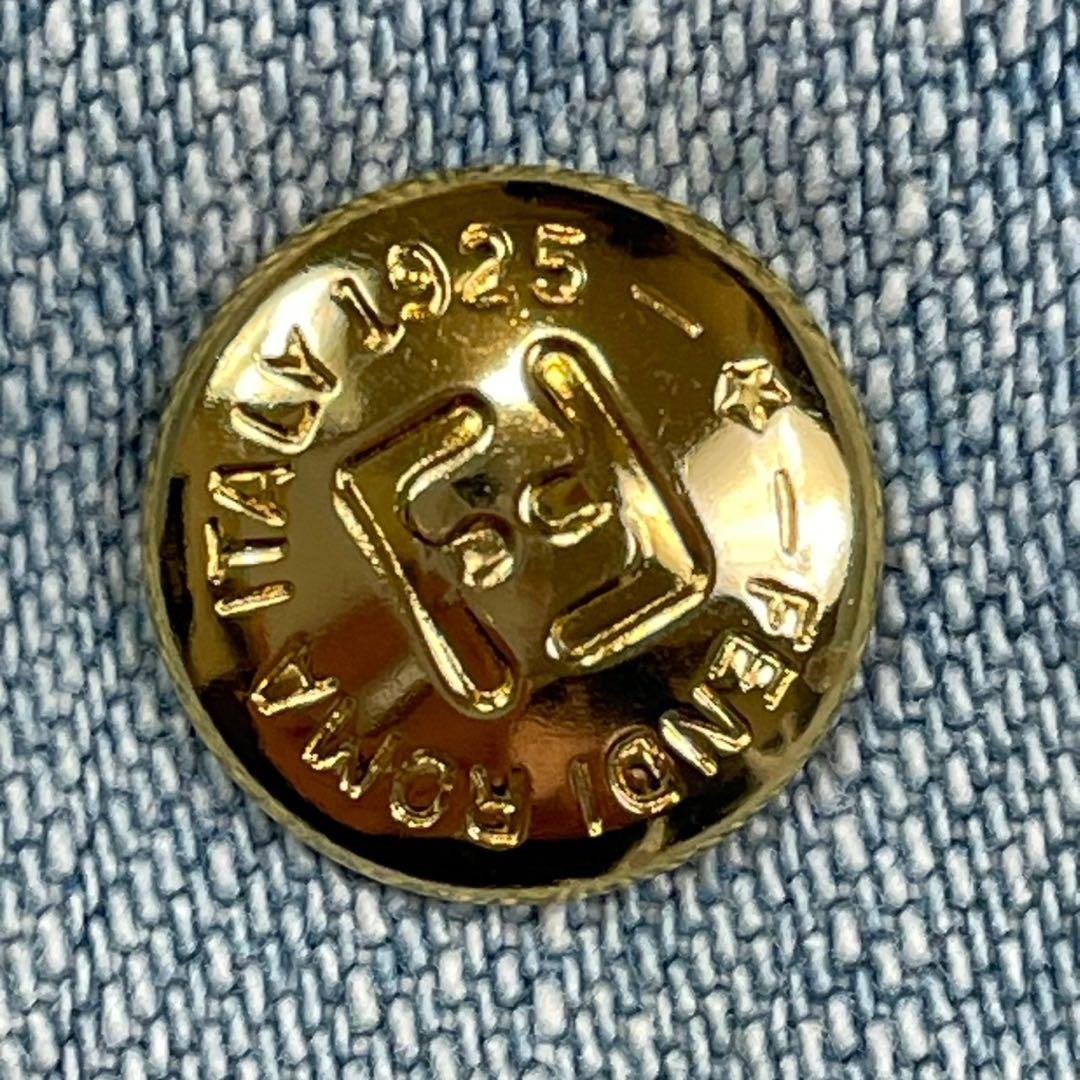 美品　フェンディ　デニムジャケット　金ボタン　レディース　インディゴブルー　40
