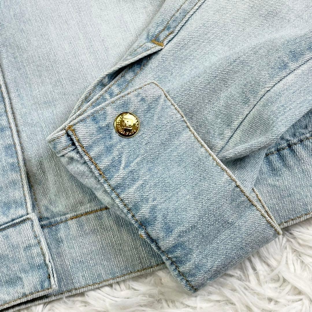美品　フェンディ　デニムジャケット　金ボタン　レディース　インディゴブルー　40