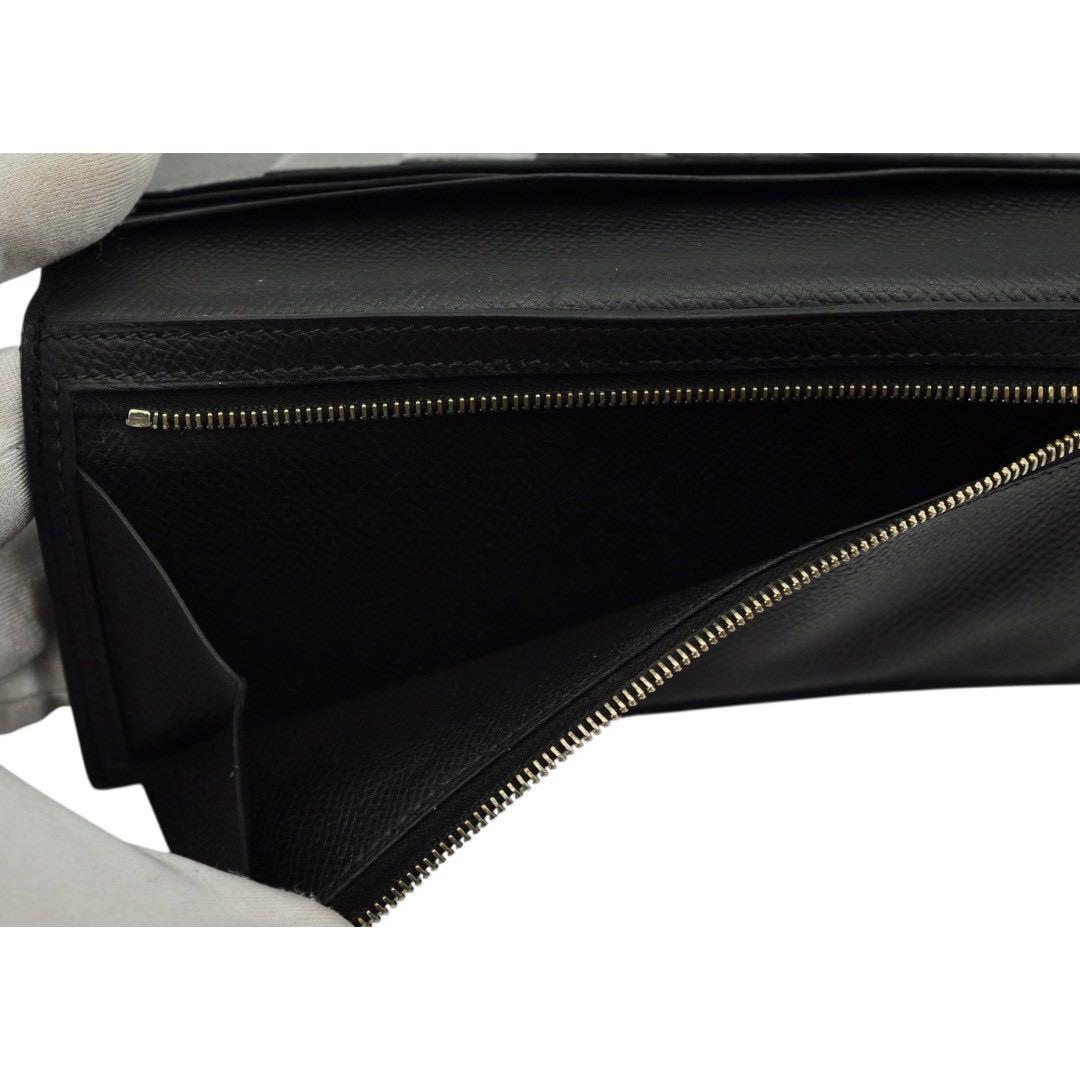 HERMES ベアン エプソン ブラック 長財布 □J刻印