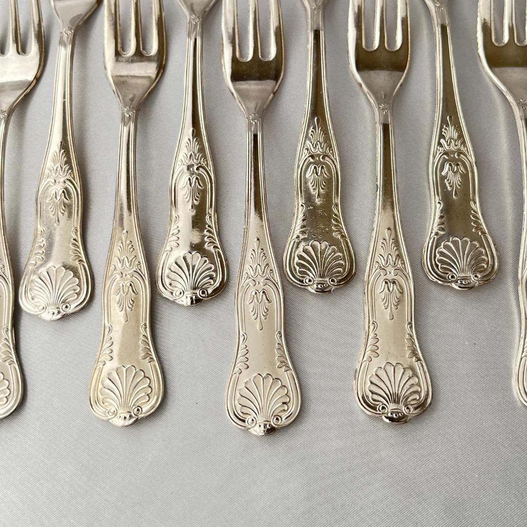 【英国】 キングスパターン ケーキフォーク 12本 【シルバープレート】