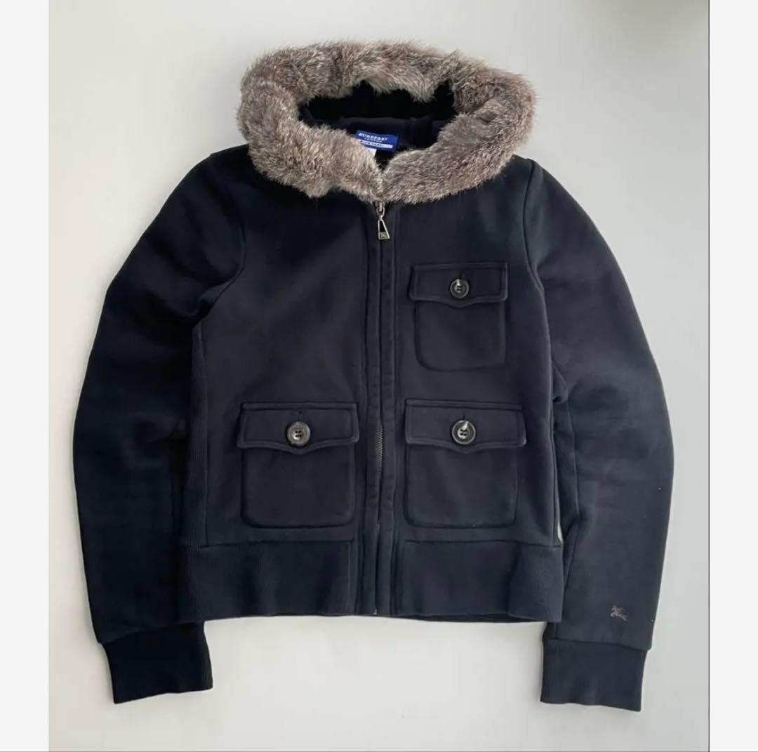 トップス Burberry Rabbit Fur Hooded Sweatshirt 38