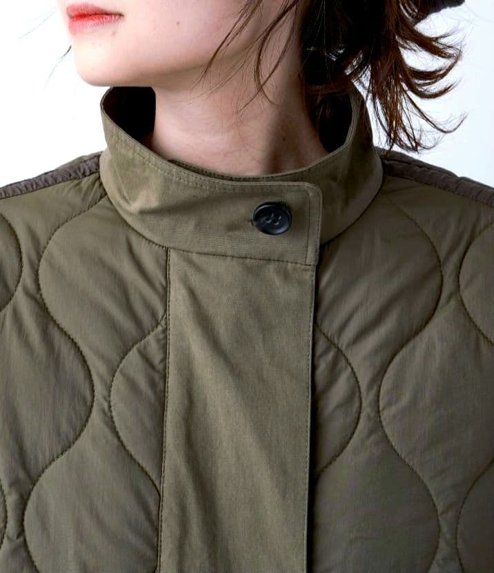 Pual ce cin 異素材MIXモッズコート キルティングコート ロング