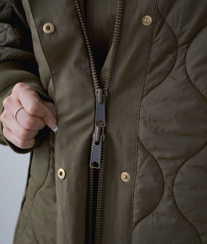 Pual ce cin 異素材MIXモッズコート キルティングコート ロング