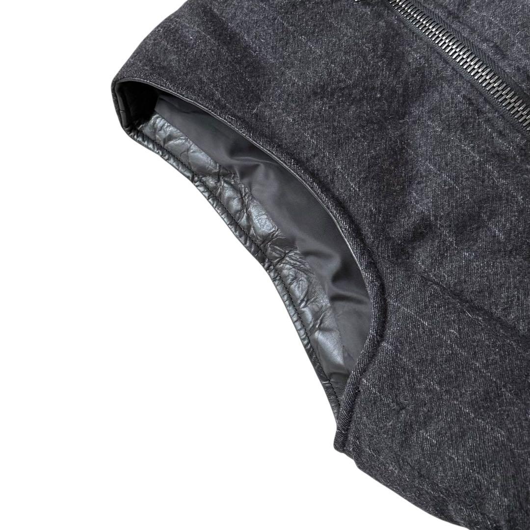 ISAMU KATAYAMA BACKLASH ダウンベスト ウールレザーコンビ