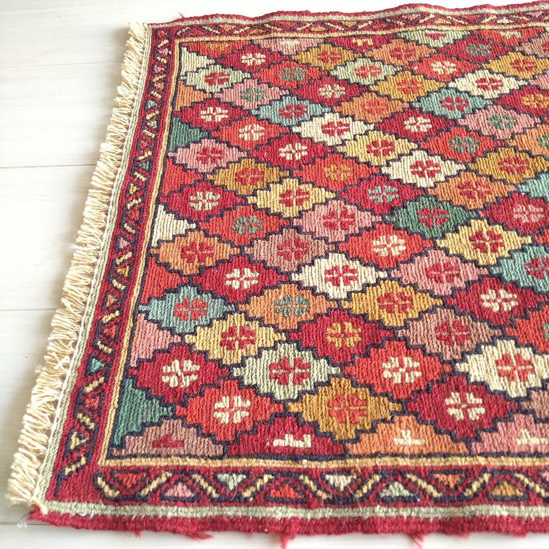 スマック織り キリム 95×52cm スモールジグザグダイヤ柄 ペルシャ絨毯