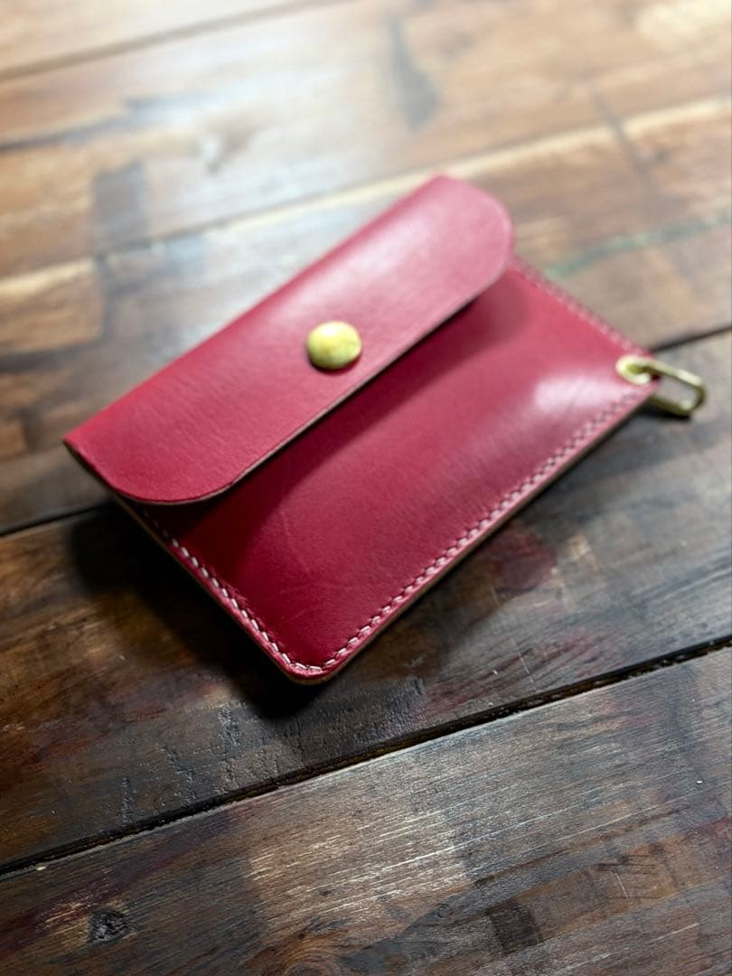 PT-01 国産ヌメ革 丘染め レッド 真鍮