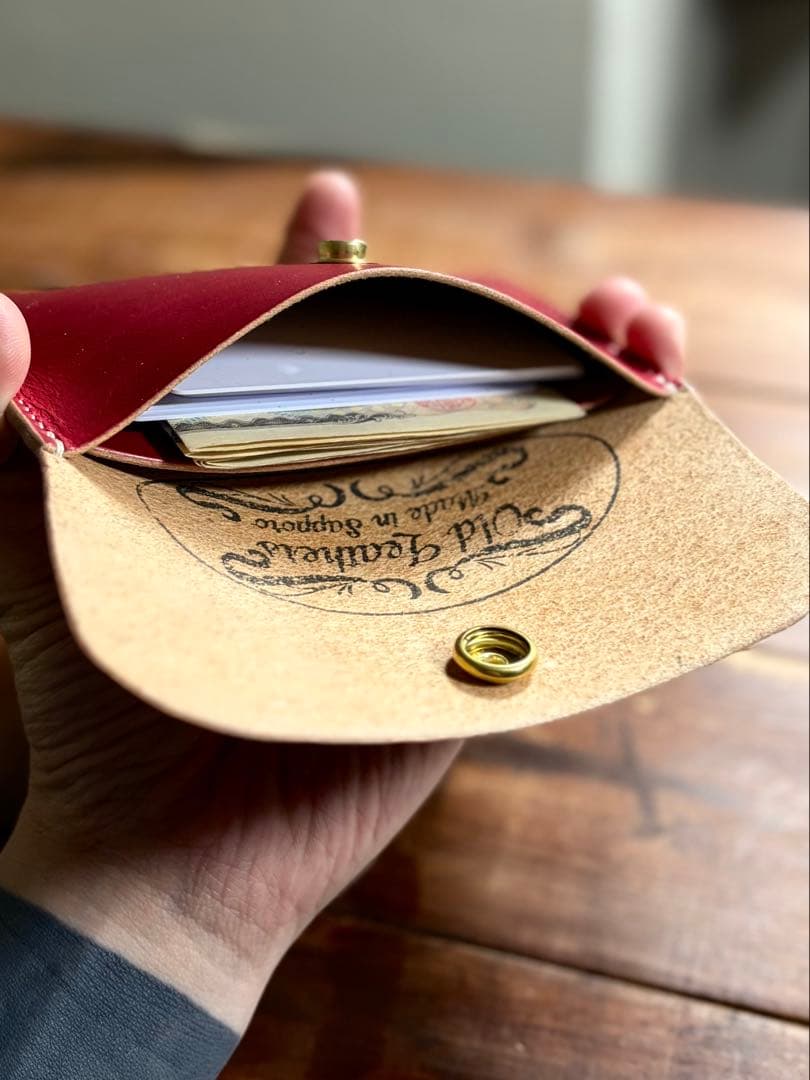 PT-01 国産ヌメ革 丘染め レッド 真鍮