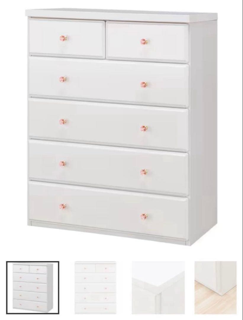 Anna様　ニトリ　ハイチェスト(TA75WH 取っ手ピンク) 日本製　ホワイト