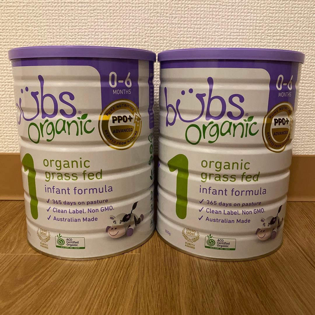 【新品未開封】バブス粉ミルク牛　0〜6ヶ月　オーガニックBUBS 800g 2缶