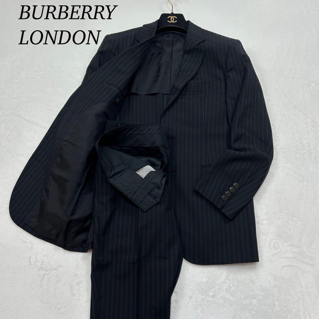 E894 美品 M 36 バーバリーロンドン シングル ストライプスーツ メンズ