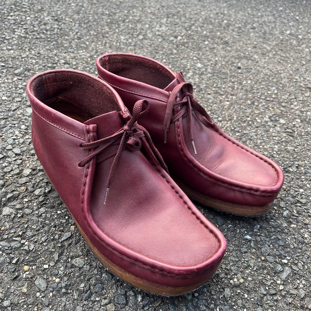 靴 clarks wallabee leather burgundy 26.5